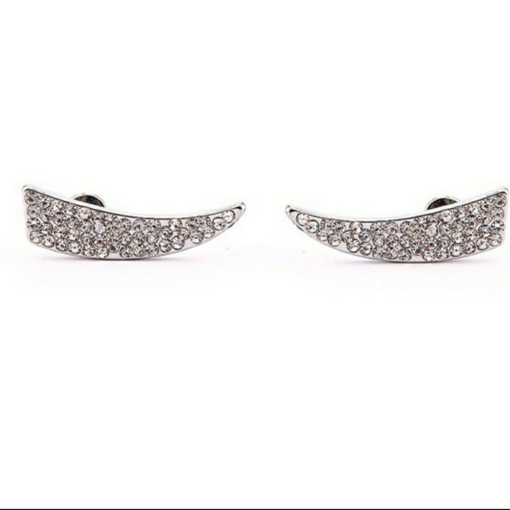 ❤ 4/$18❤ Silver Rhinestone Stud Ear Climbers - Picture 5 of 7
